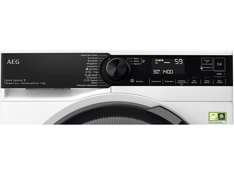 AEG LR8E75495 Serie 8000 PowerCare mit Vormisch-Technologie Waschmaschine (9 kg, 1351 U/Min., A)