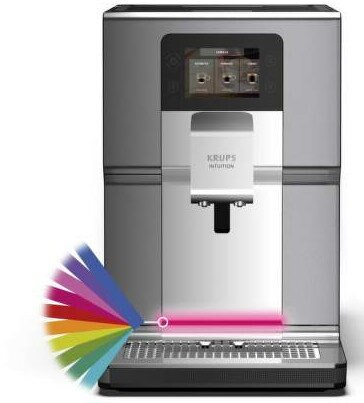 Ekspres do kawy Krups Intuition. Wyświetlany jest tęczowy wachlarz kolorów.