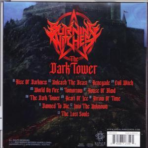 A Burning Witches "The Dark Tower" című albumának borítója, dalszövegekkel és kastély illusztrációval.