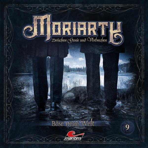 Albumcover: Moriarth. Zwei Männer stehen knietief an einem See. Dunkelblaues, bedrohliches Thema.