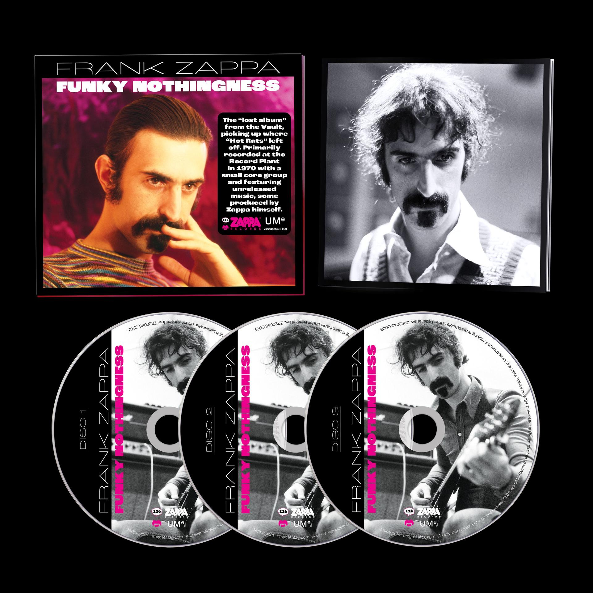 Albumcover mit Frank Zappa, Albumtitel und drei CDs.