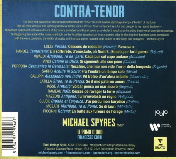 Egy CD hátlapja szöveggel és logókkal. A cím: Contra-Tenor.