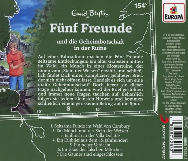 Buchcover auf Deutsch, Text und Illustration eines Jungen und eines Gebäudes auf einer Karte. Europa-Logo.