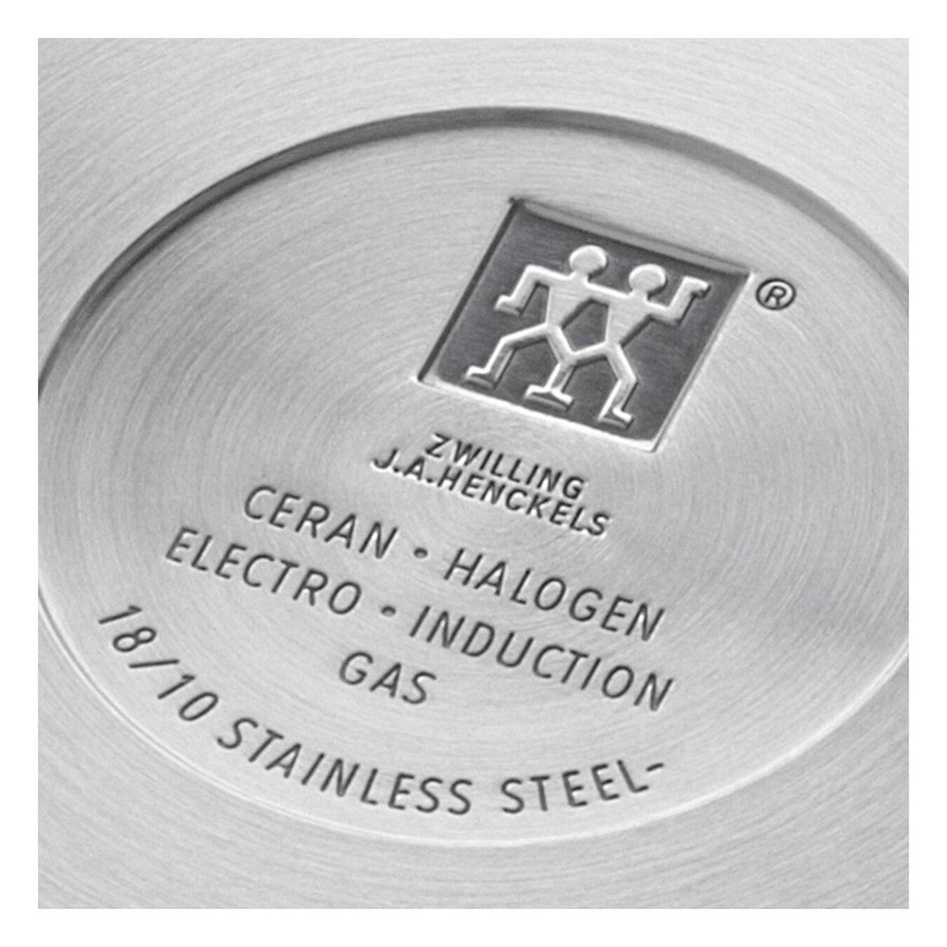 Der Boden einer Pfanne mit Markierungen: ZWILLING, CERAN, ELECTRO, INDUCTION, 18/10 STAINLESS STEEL.
