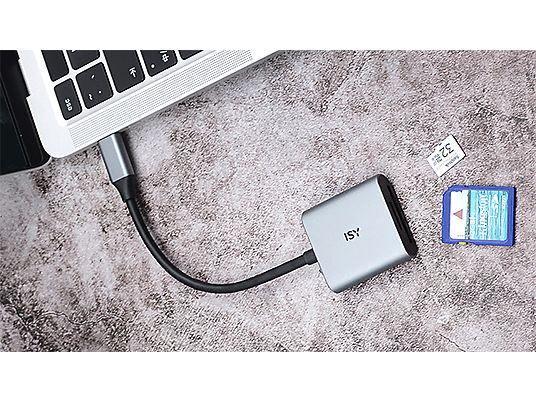 ISY ICR-5000 - Lecteur de cartes USB-C 2 en 1 (Argent)