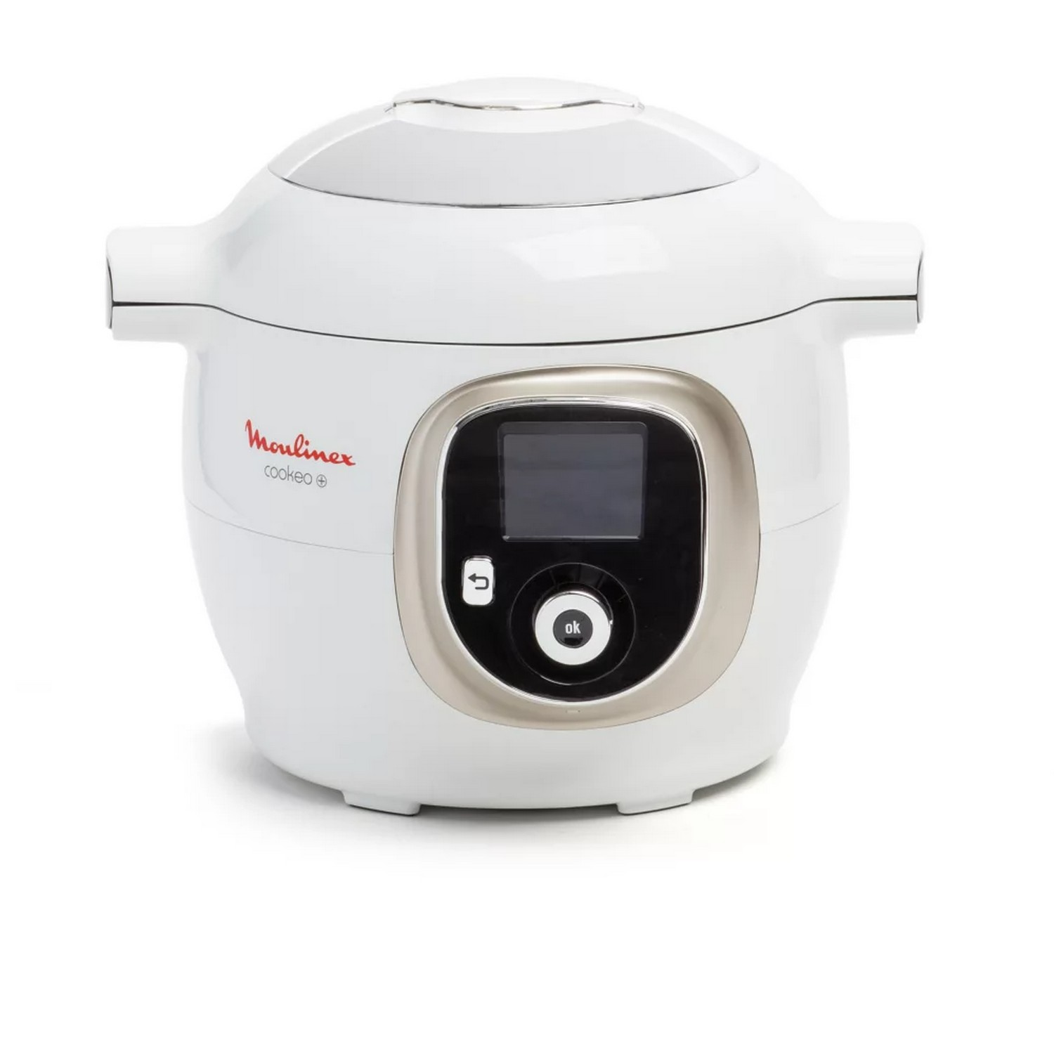 A white and gray Moulinex Cookeo multi-cooker is displayed against a white background.