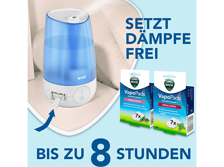 WICK WUL565E4 Luftbefeuchter Weiß/Blau (21 Watt, Raumgröße: 35 m²)