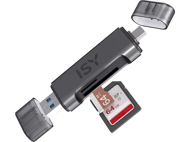 ISY ICR-6000 - 2-in-1-USB-Kartenleser (Schwarz)
