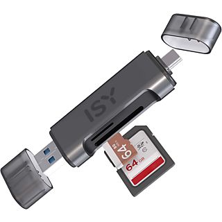 ISY ICR-6000 - Lecteur-de-carte-USB-2-en-1 (Noir)