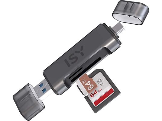 ISY ICR-6000 - Lecteur-de-carte-USB-2-en-1 (Noir)