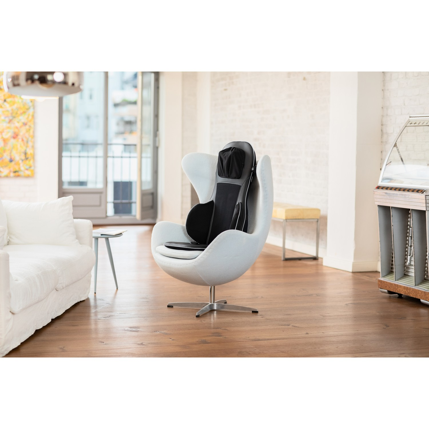 Fauteuil De Massage Shiatsu électrique Knetsch - Beige Cuir - Bluetooth, Inclinable