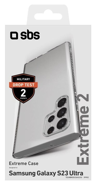 Przezroczyste etui na telefon z logo i tekstem. Etui jest przeznaczone dla Samsung Galaxy S23 Ultra.