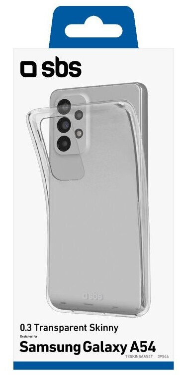 Przezroczyste etui na telefon na białym tle. Etui jest przeznaczone dla Samsung Galaxy A54.
