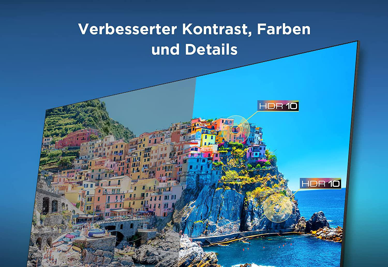 HDR-Bild auf einem Bildschirm, das verbesserten Kontrast zeigt.
