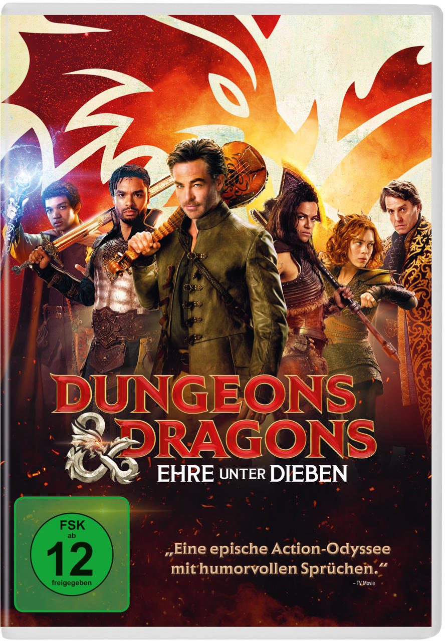 DVD-Cover für den Film Dungeons & Dragons, mit mehreren Charakteren mit Waffen.