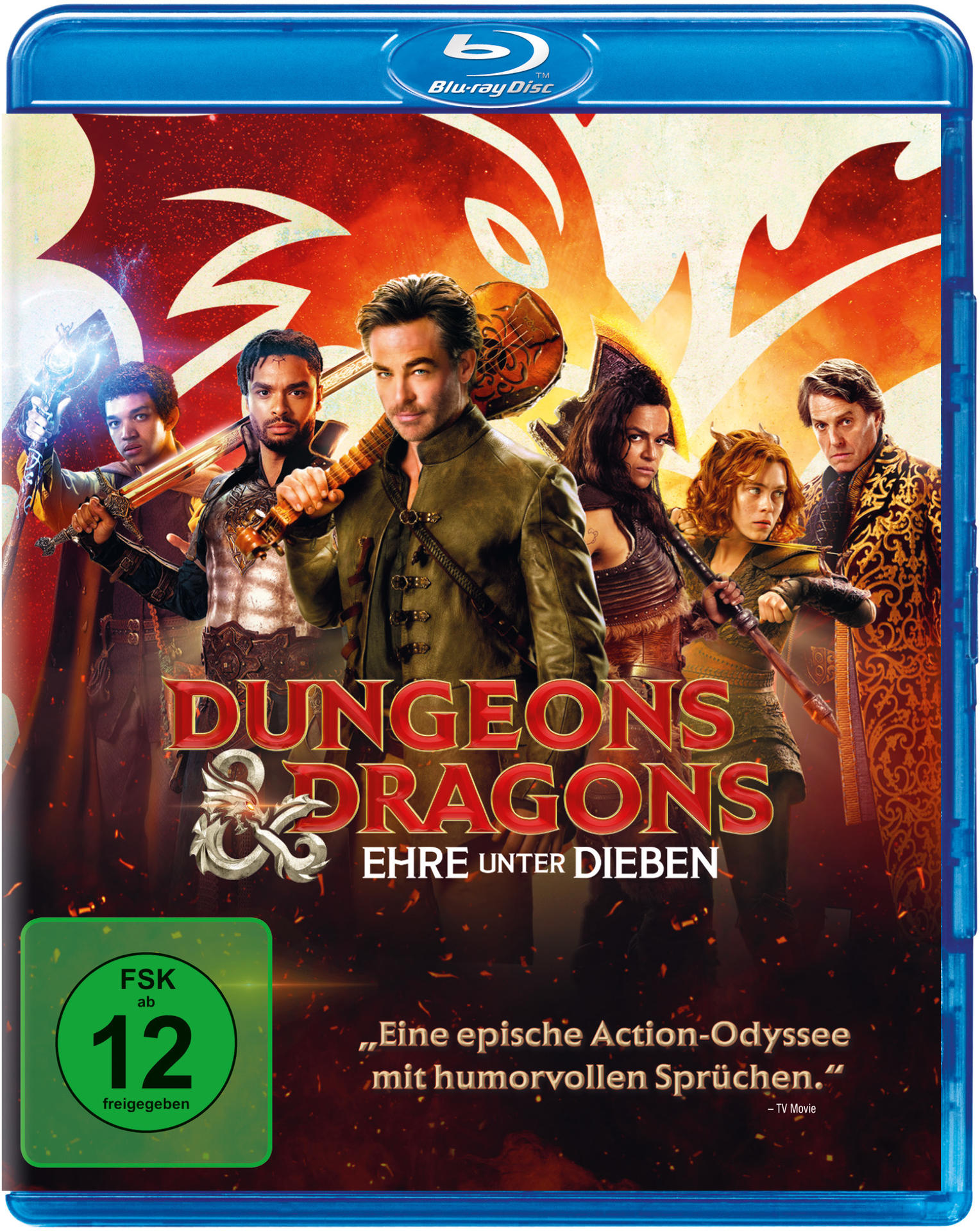 Dungeons & Dragons Blu-ray-Cover mit Charakteren und Filmtitel.