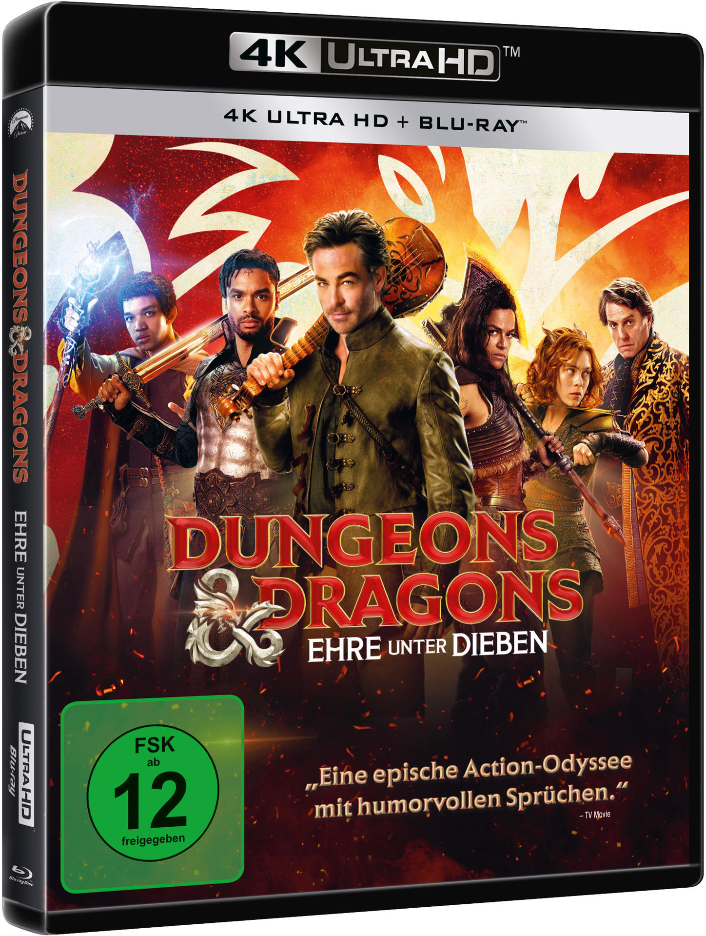 Dungeons & Dragons DVD-Cover mit einer Gruppe von Leuten. Der Titel steht groß geschrieben.