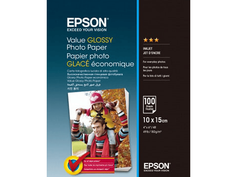 Zdjęcia - Papier Epson   Glossy Photo Paper 10 x 15cm 100 arkuszy Biały 