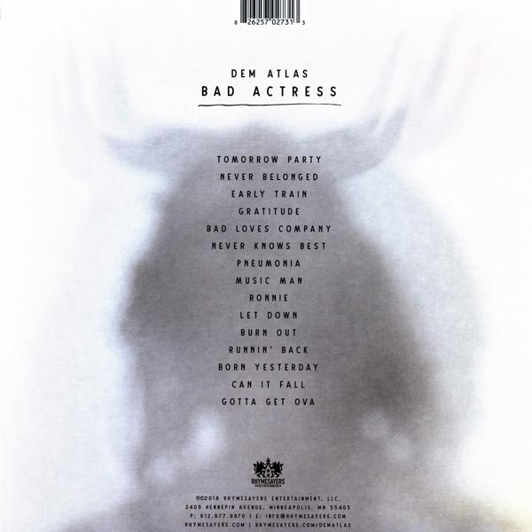 Album borító a 'Dem Atlas - Bad Actress' számlistájával.