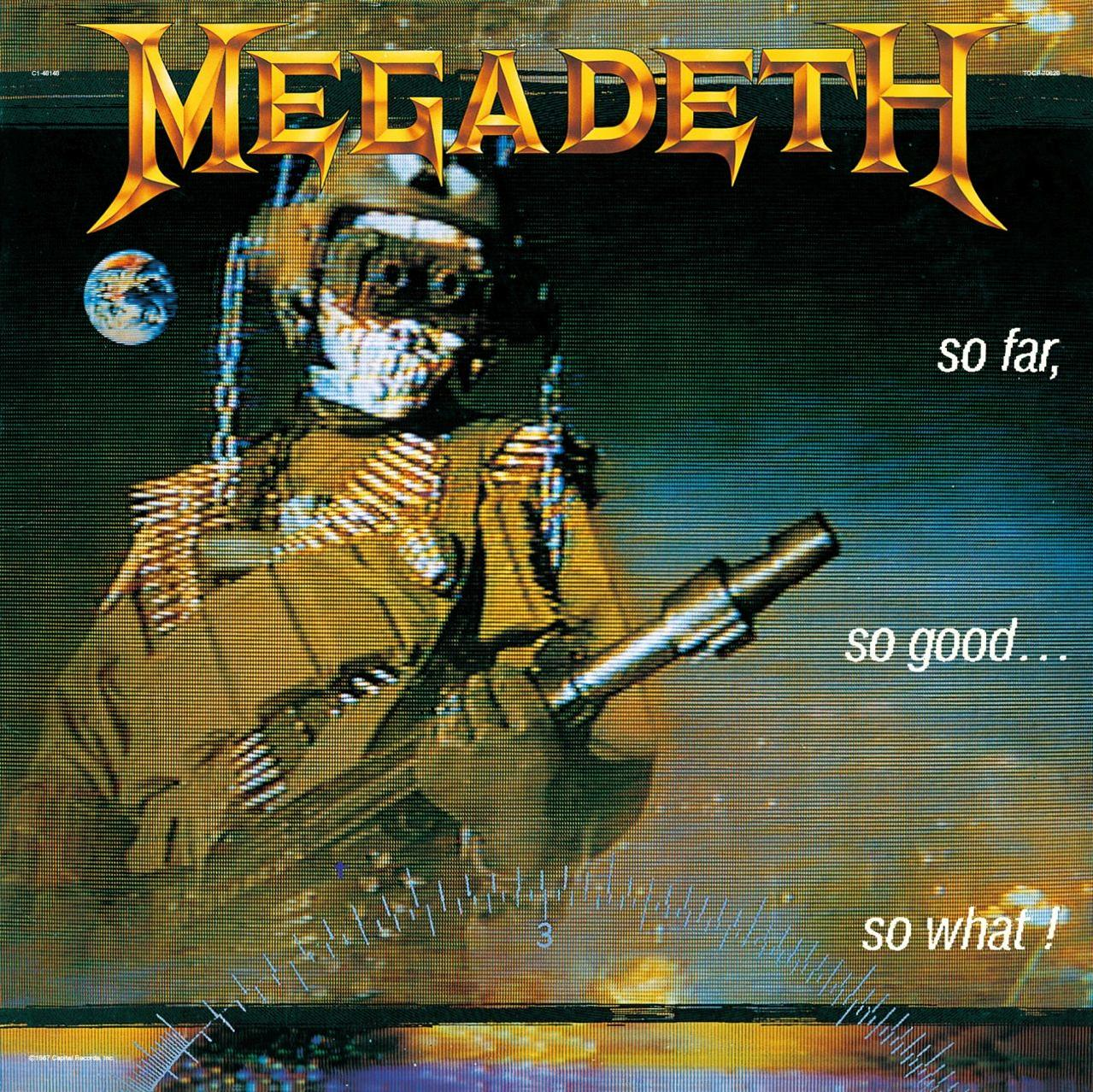 A Megadeth 'So Far, So Good... So What!' albumának borítója. Egy katona fegyverrel.