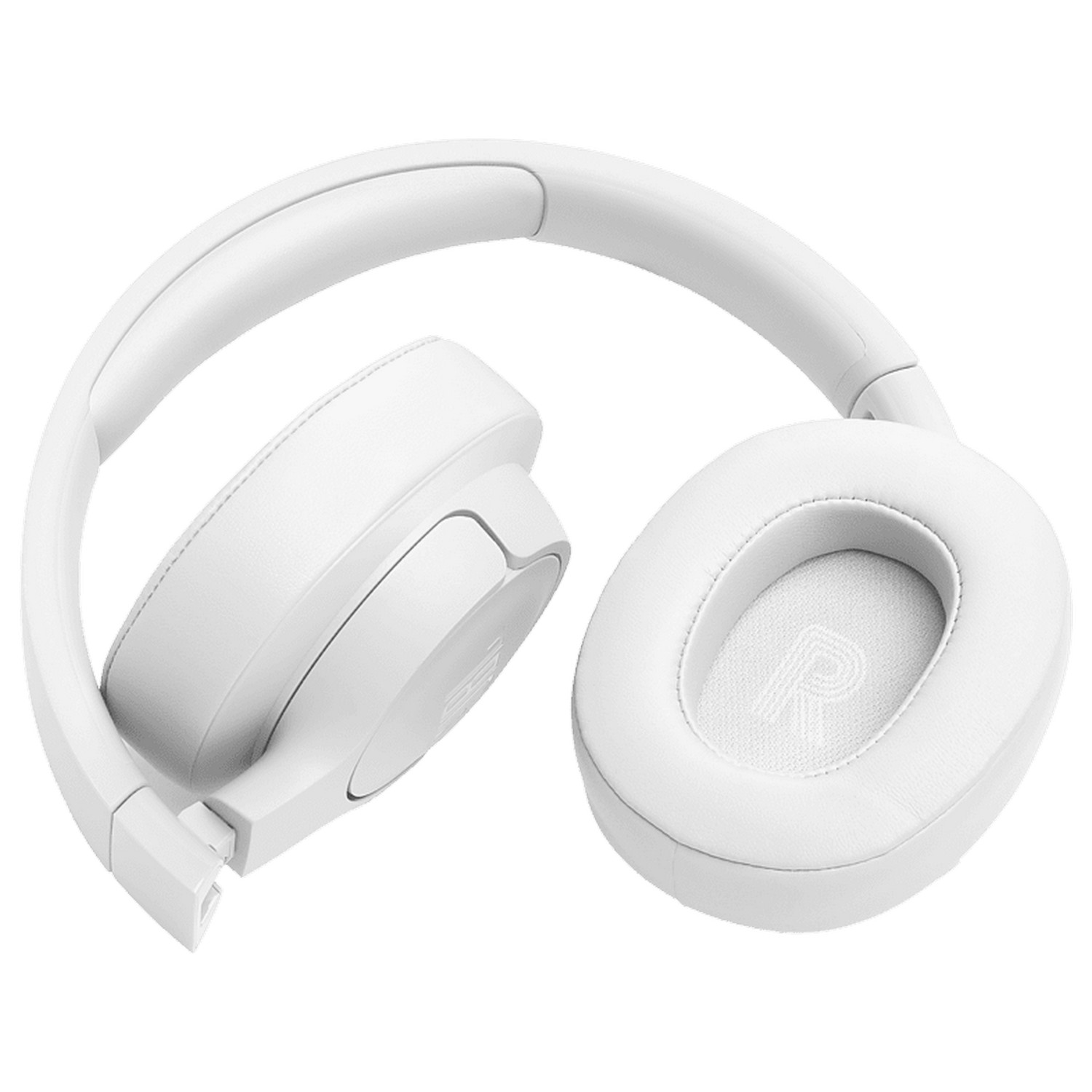 White JBL headphones folded. The earcups are visible.