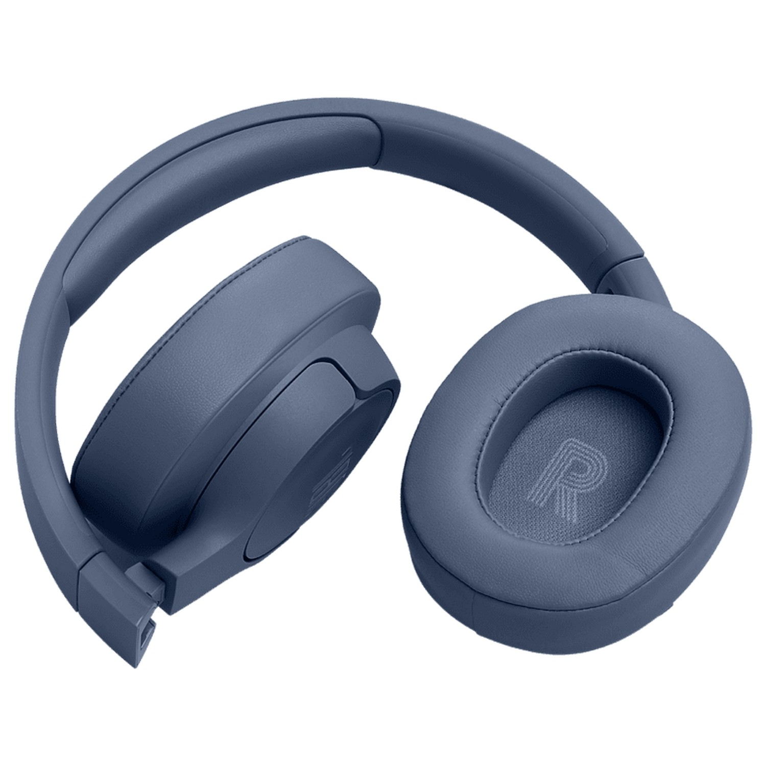 Casque bleu sur fond blanc. Le casque est plié.