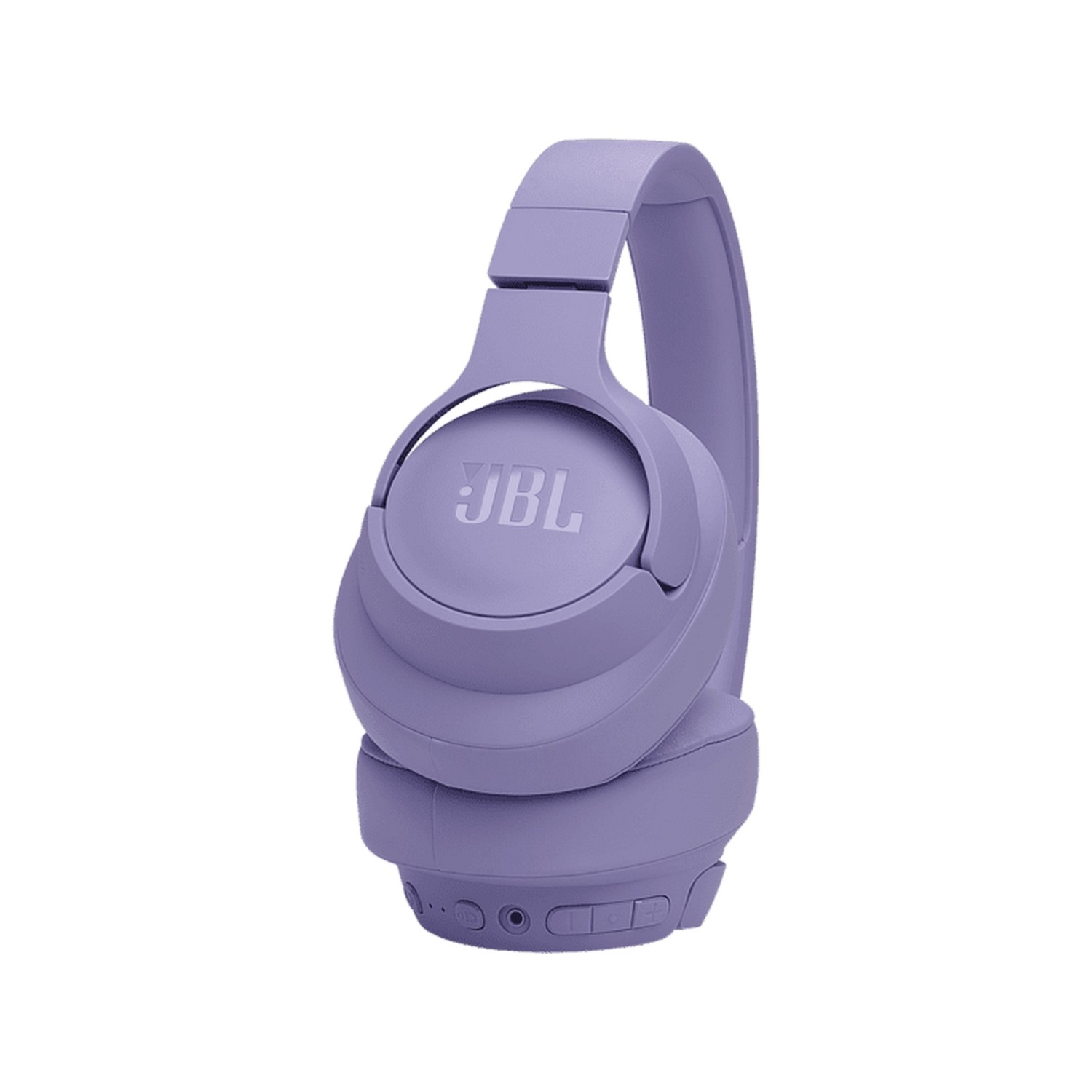 Casque JBL violet sur fond blanc. Vue latérale.