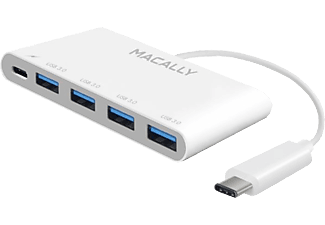 MACALLY UC3HUB4C - USB-C Hub (Weiss)