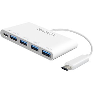 MACALLY UC3HUB4C - Hub USB-C (Blanc)