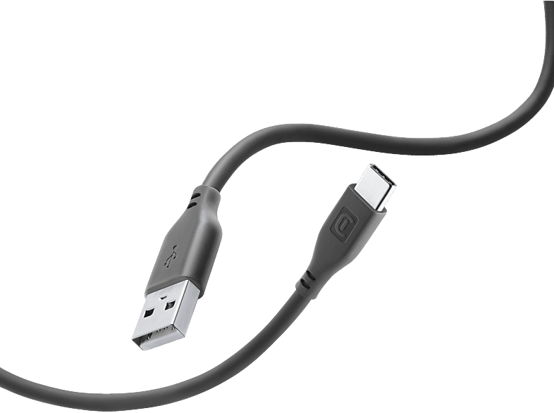 CELLULAR LINE Softtouch USB-C auf USB, Ladekabel, 1,2 m, Schwarz