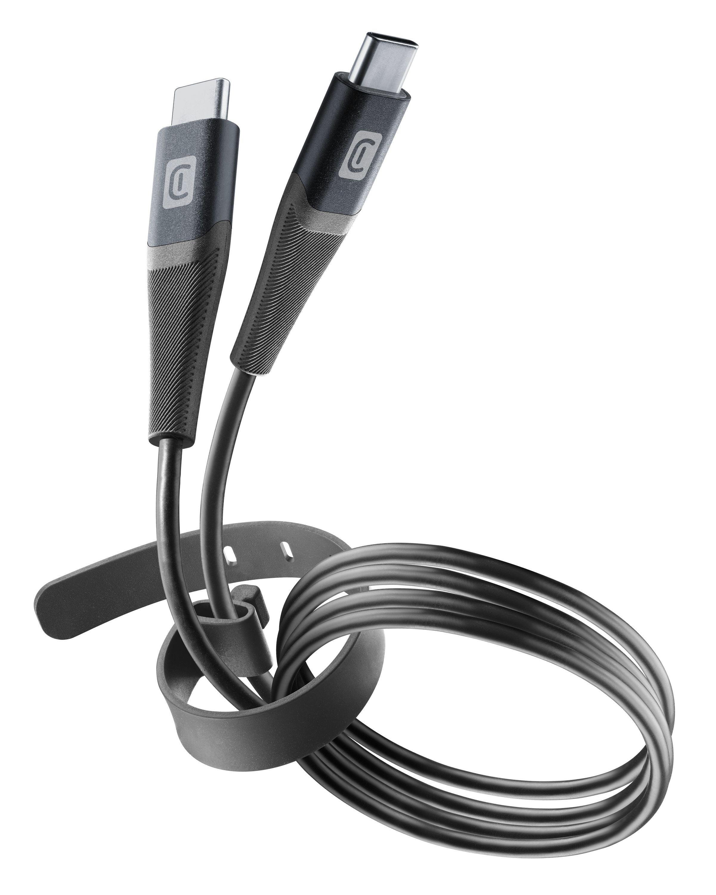 CELLULAR Ladekabel, Cable m, 1,2 USB-C Pro + USB-C, LINE Schwarz auf