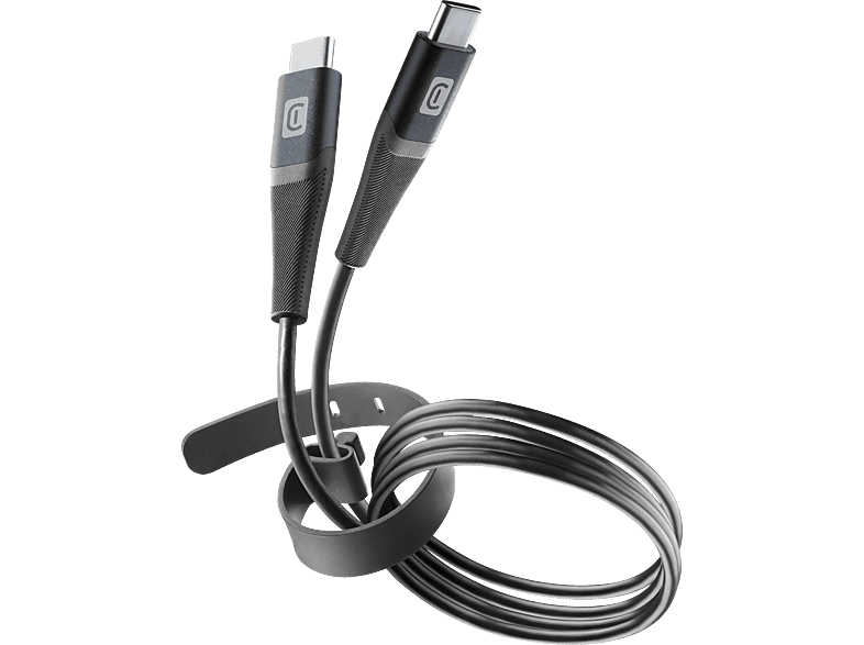 CELLULAR LINE Pro + Cable USB-C auf USB-C, Ladekabel, 1,2 m, Schwarz