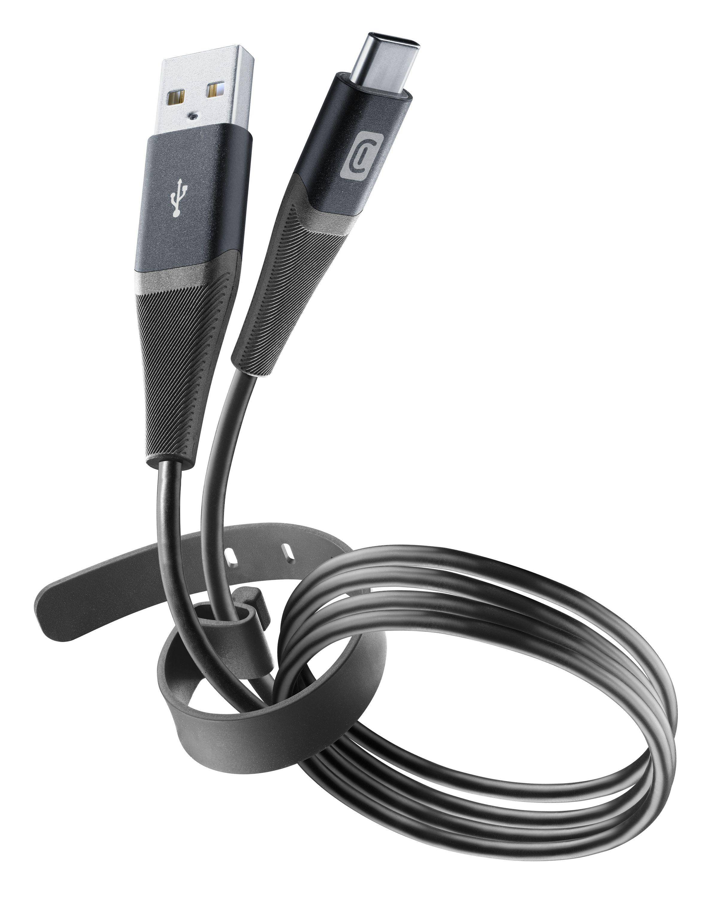 CELLULAR LINE 1,2 Pro Schwarz m, USB-C Ladekabel, auf USB, Cable 