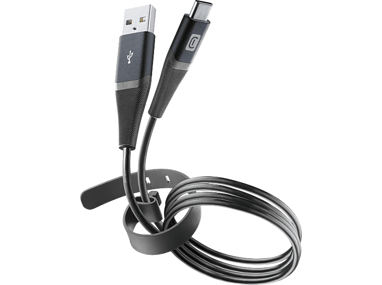 CELLULAR LINE Pro + Cable USB-C auf USB, Ladekabel, 1,2 m, Schwarz