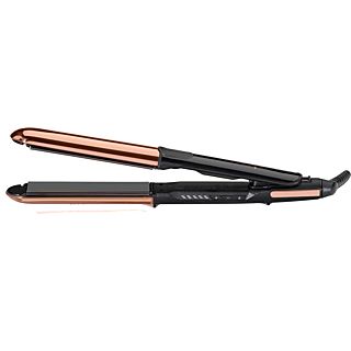 Plancha de pelo - Babyliss Straight & Curl Brilliance ST482E, 48 W, Tecnología iónica, Hasta 235°C, Negro/Rosa