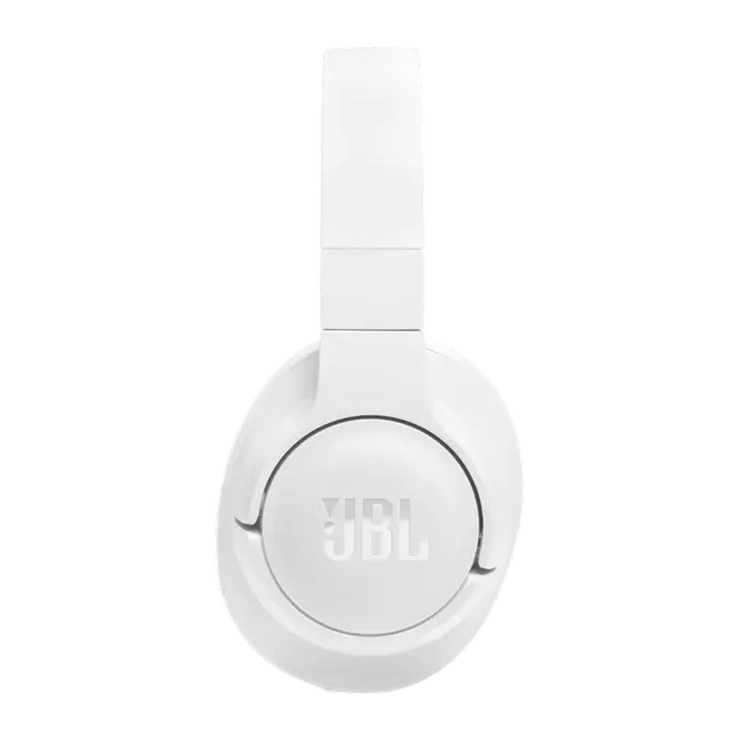 Casque circum-auriculaire blanc sur fond blanc.