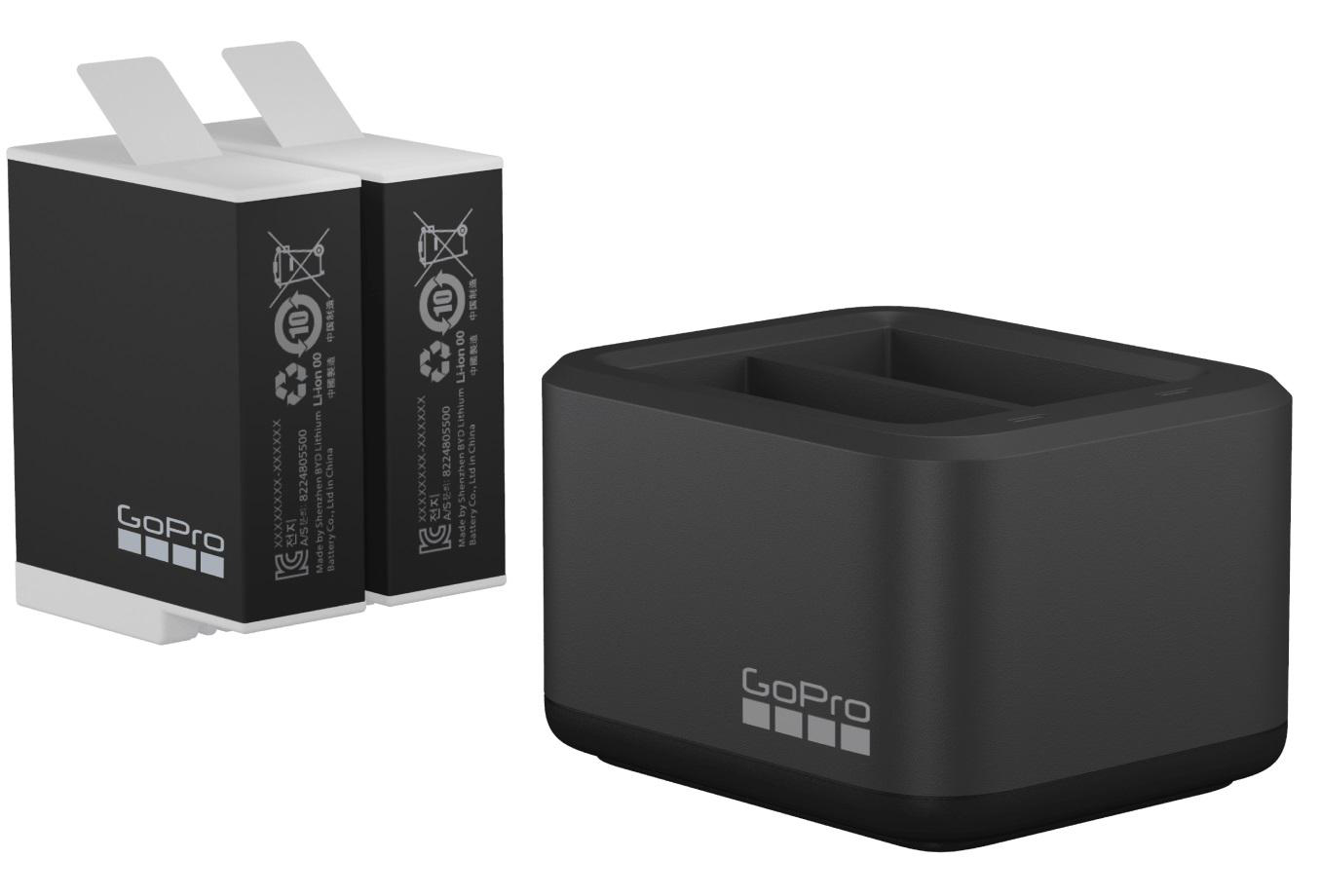GOPRO Dual Batterie Charger und Ladegerät Akku, Battery Enduro und Hero9/10, Black für