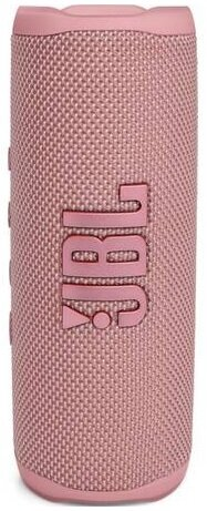 Różowy głośnik JBL z materiałową teksturą i różowymi akcentami.