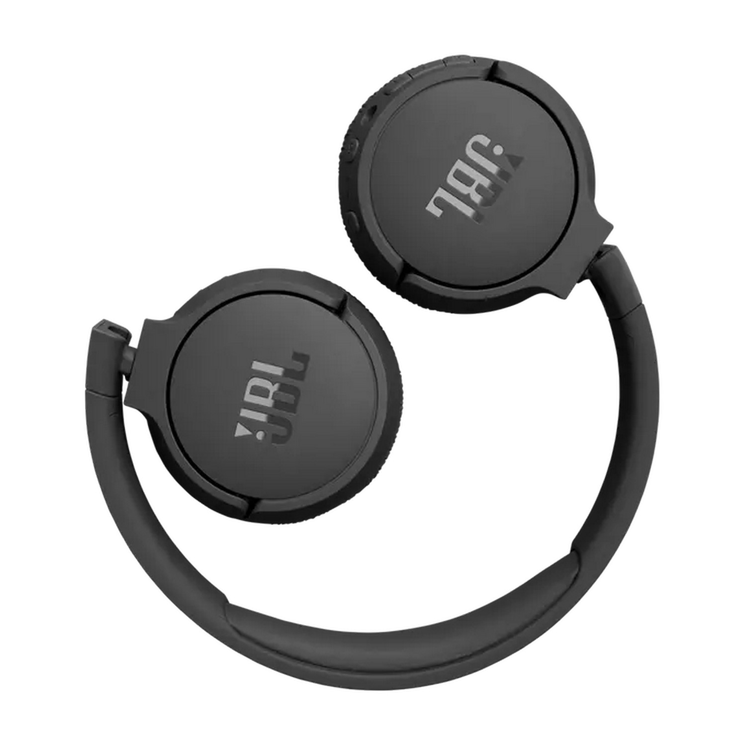 Zwarte JBL-hoofdtelefoon, met het JBL-logo op elke oorschelp.
