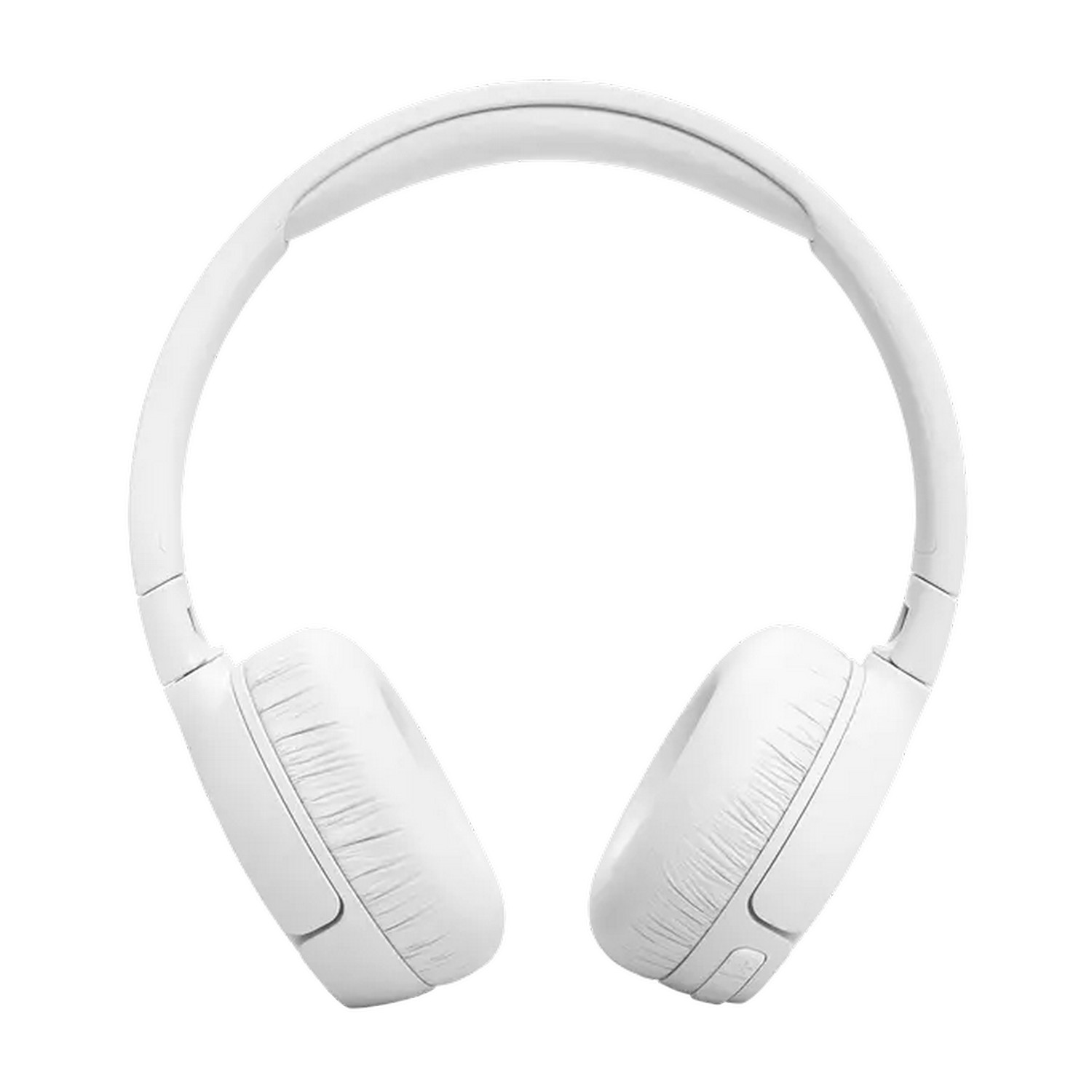 Casque JBL blanc. Conception supra-auriculaire. Fond blanc.