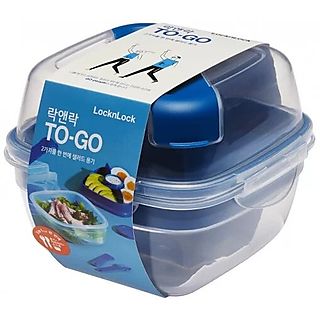 Kwadratowy lunchbox 950ml ze sztućcami LOCK & LOCK HSM8440TLB