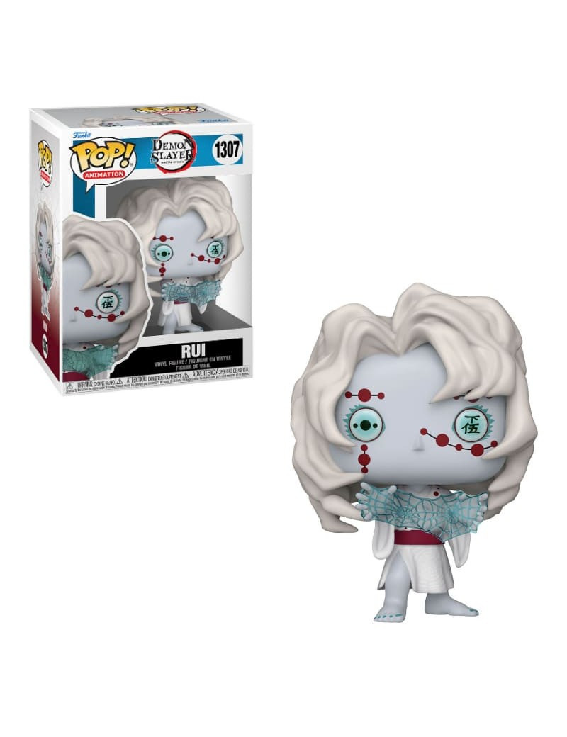 Figura Funko Pop de Rui del anime Demon Slayer, fondo blanco.