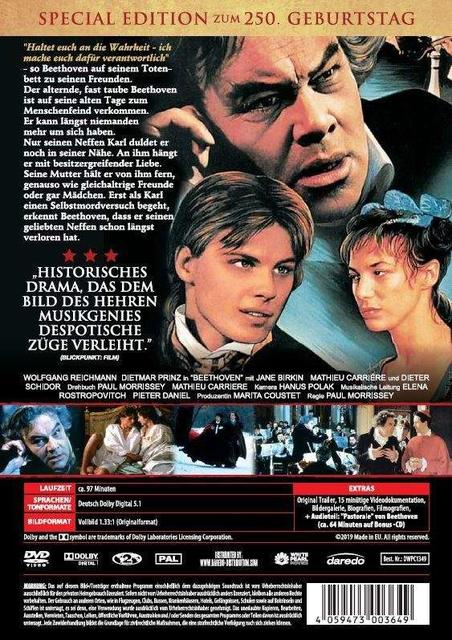 DVD-Hülle mit Schauspielern und Text auf Deutsch. Beethoven-Film-Sonderausgabe.