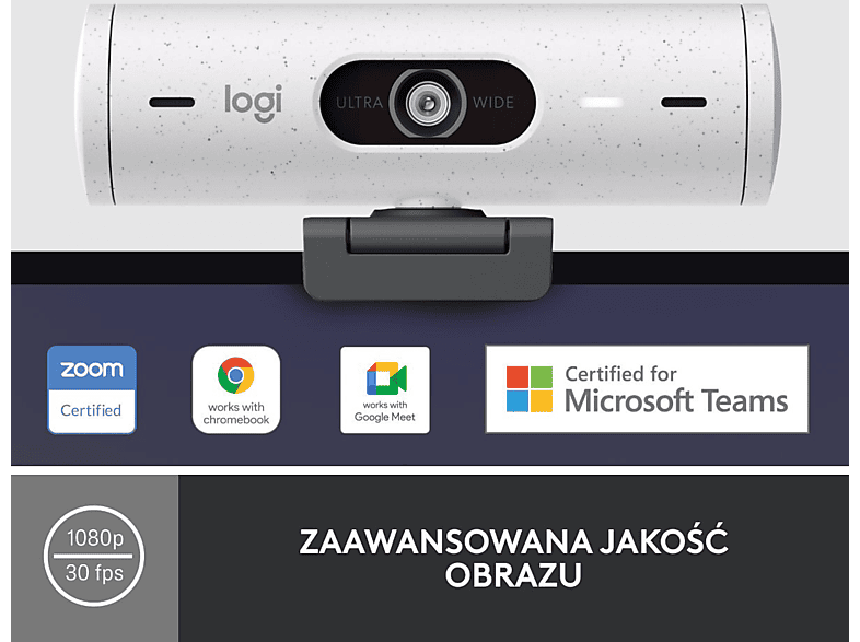 Kamera LOGITECH Brio 500 USB-C - 1080p Biały – zdjęcie 2