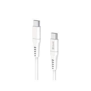 Cable - Muvit for Change, De USB-C a USB-C, 3A, 0.2 m, Blanco