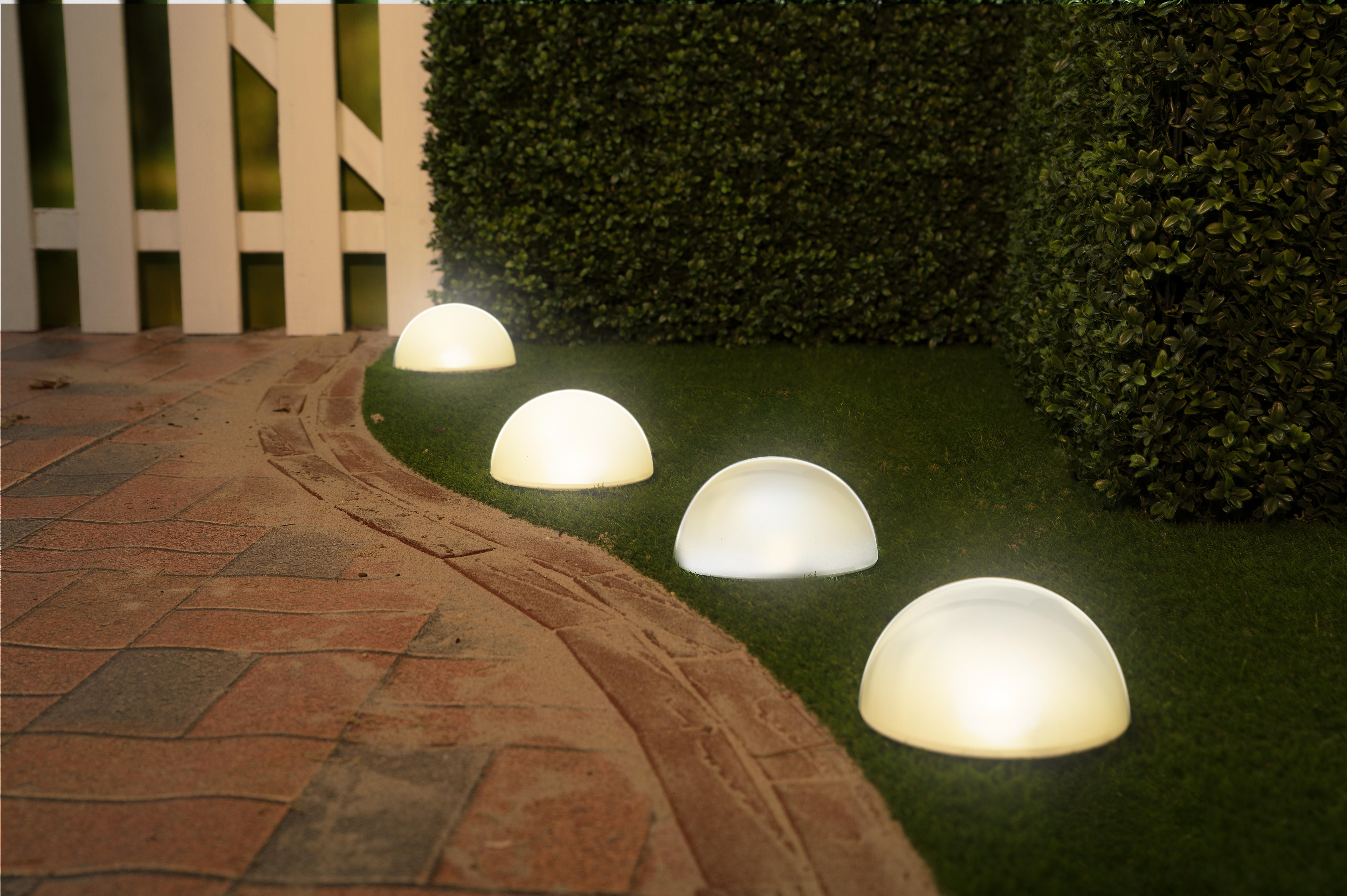 GRUNDIG 5er Set Solar LED Bodenleuchten, Weiß, Warmweiß