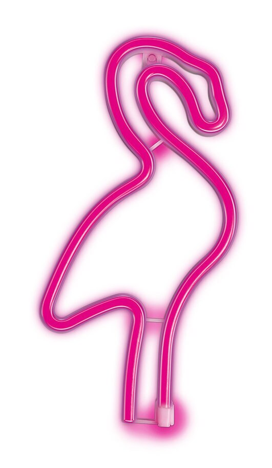 Różowy neonowy płomień na białym tle. Flaming jest obrysowany przez neon.