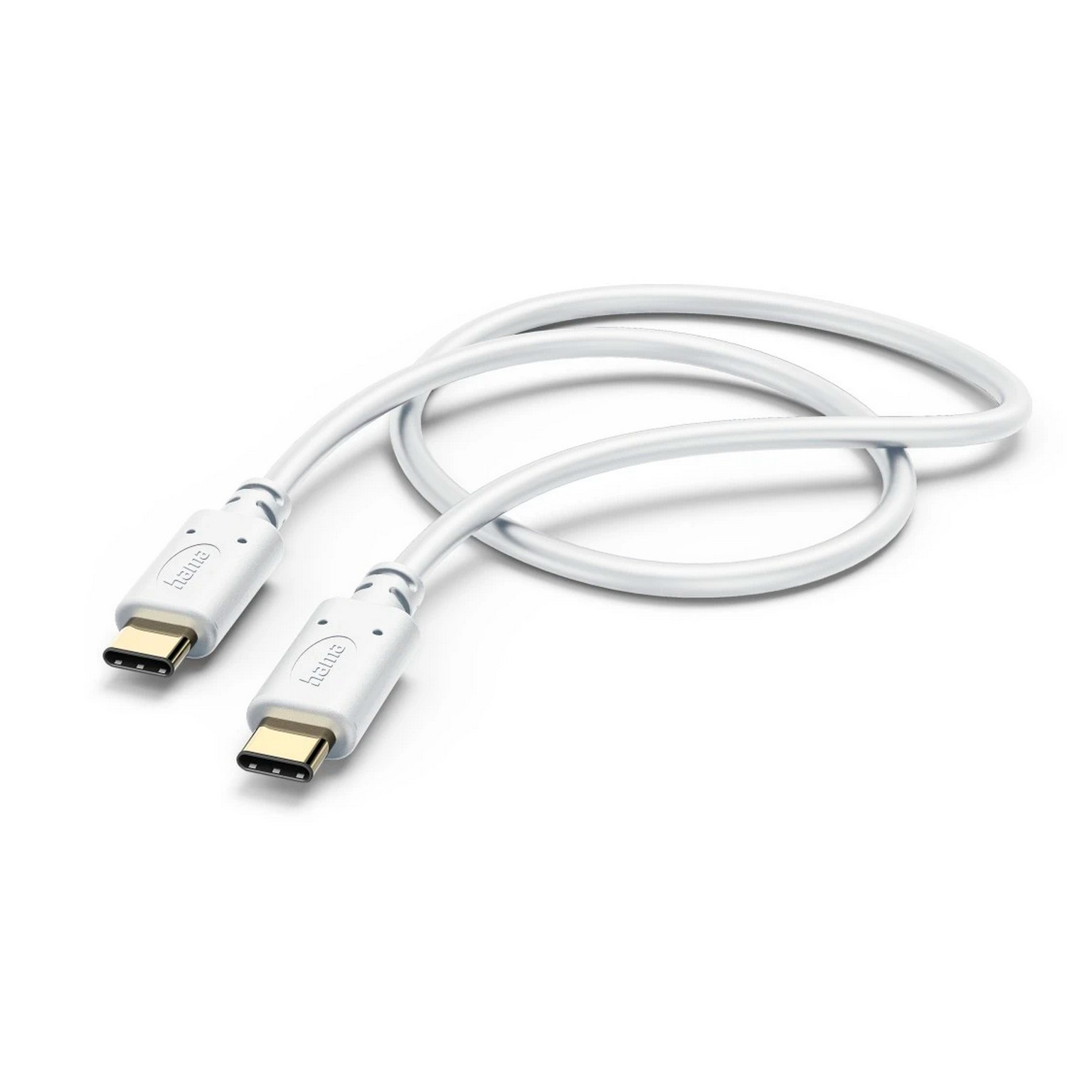White USB-C to USB cable, coiled on a white background.