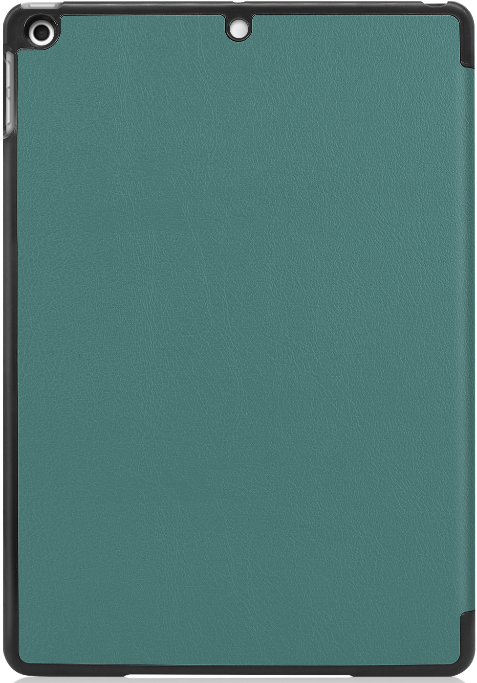 Teal tablet case with black frame.