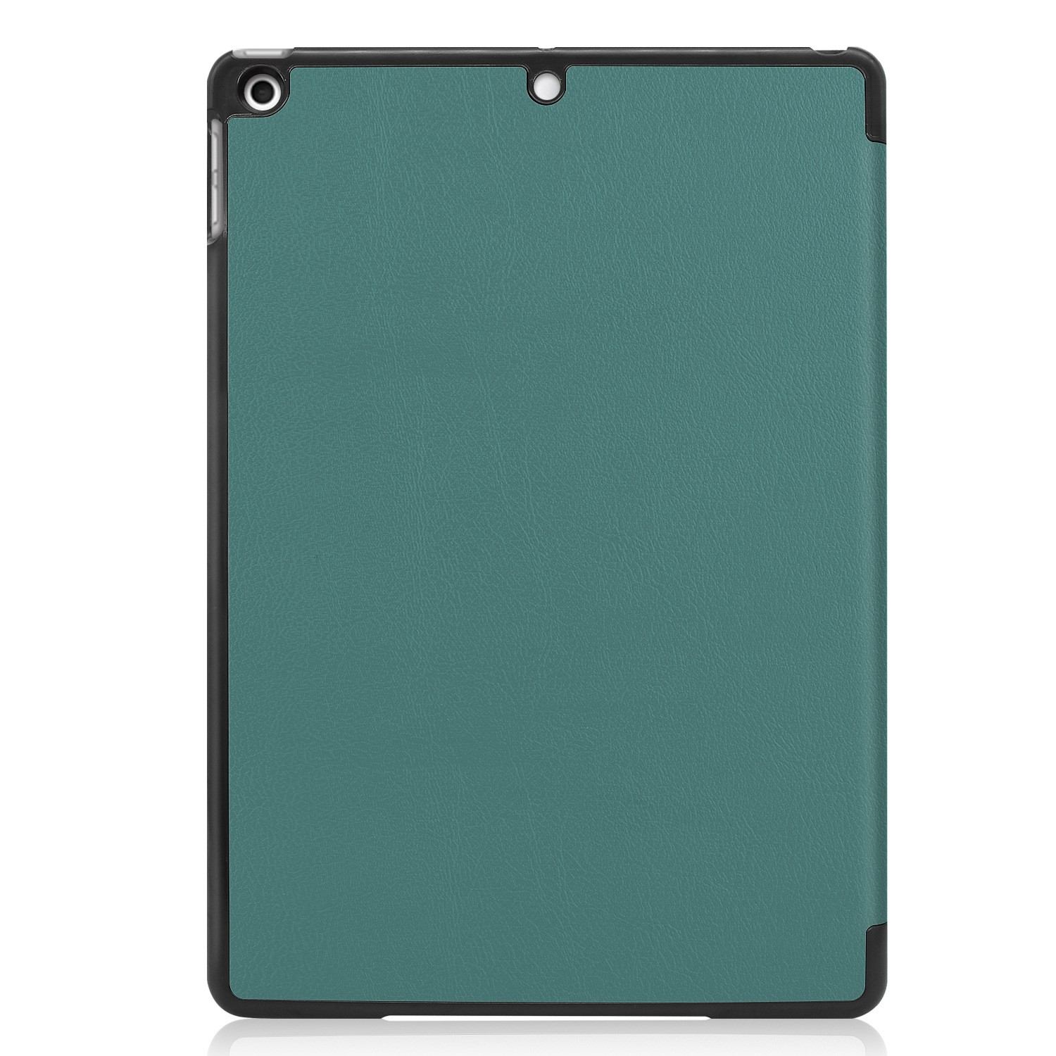 Tablette verte avec bord noir, sur fond blanc.